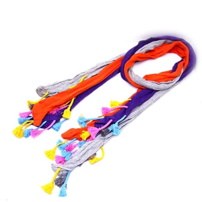 ROTK TRADE BRAND Slender Long Women Infinity Scarf with Candy Colorful Tassels